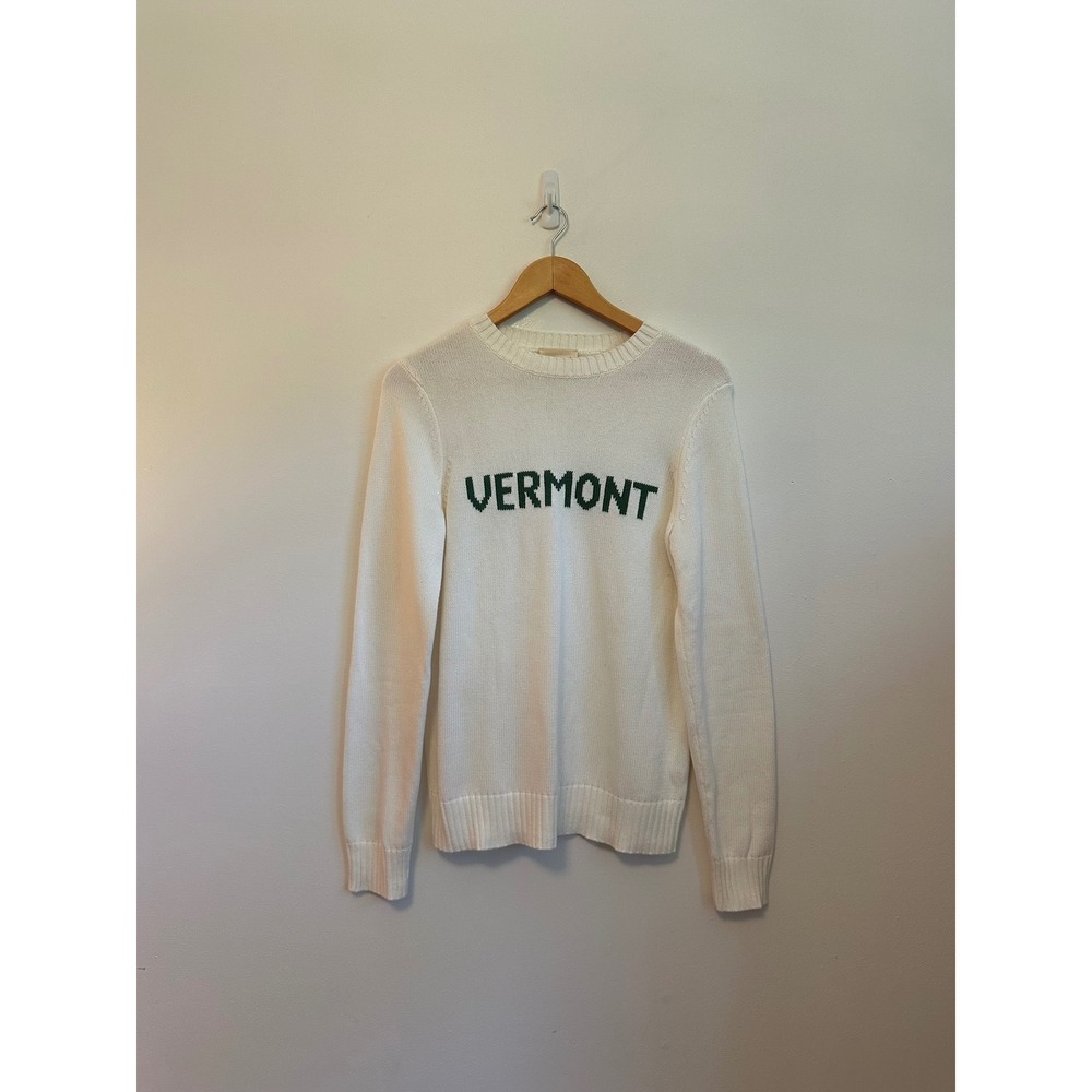 Ellsworth + Ivey Vermont Logo White and Green Sweater | Size Small